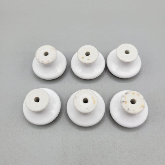 White Ceramic Drawer Knobs With Hardware Set of 6 - Picture 5 of 5
